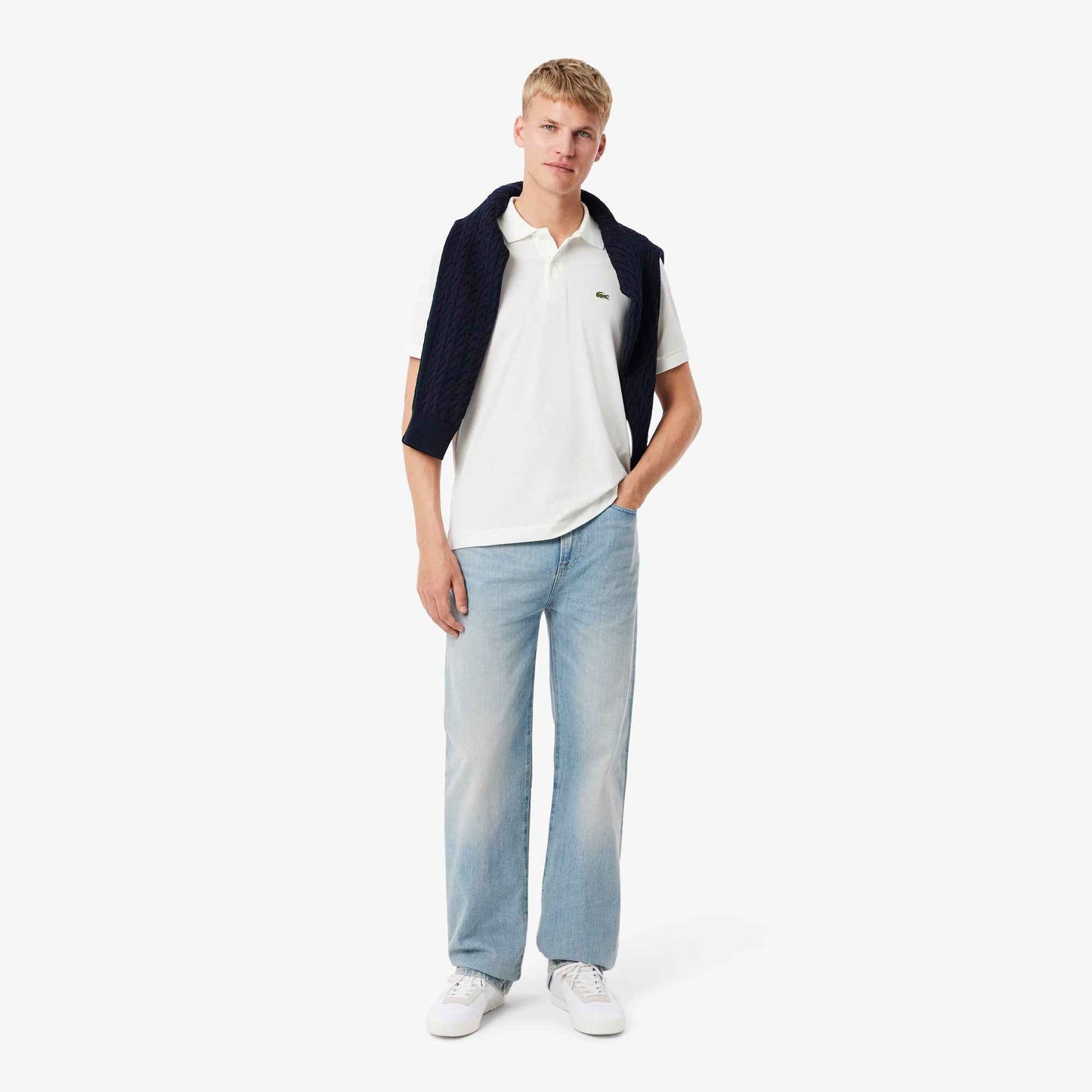 Lacoste Mens Light Pique Polo - White