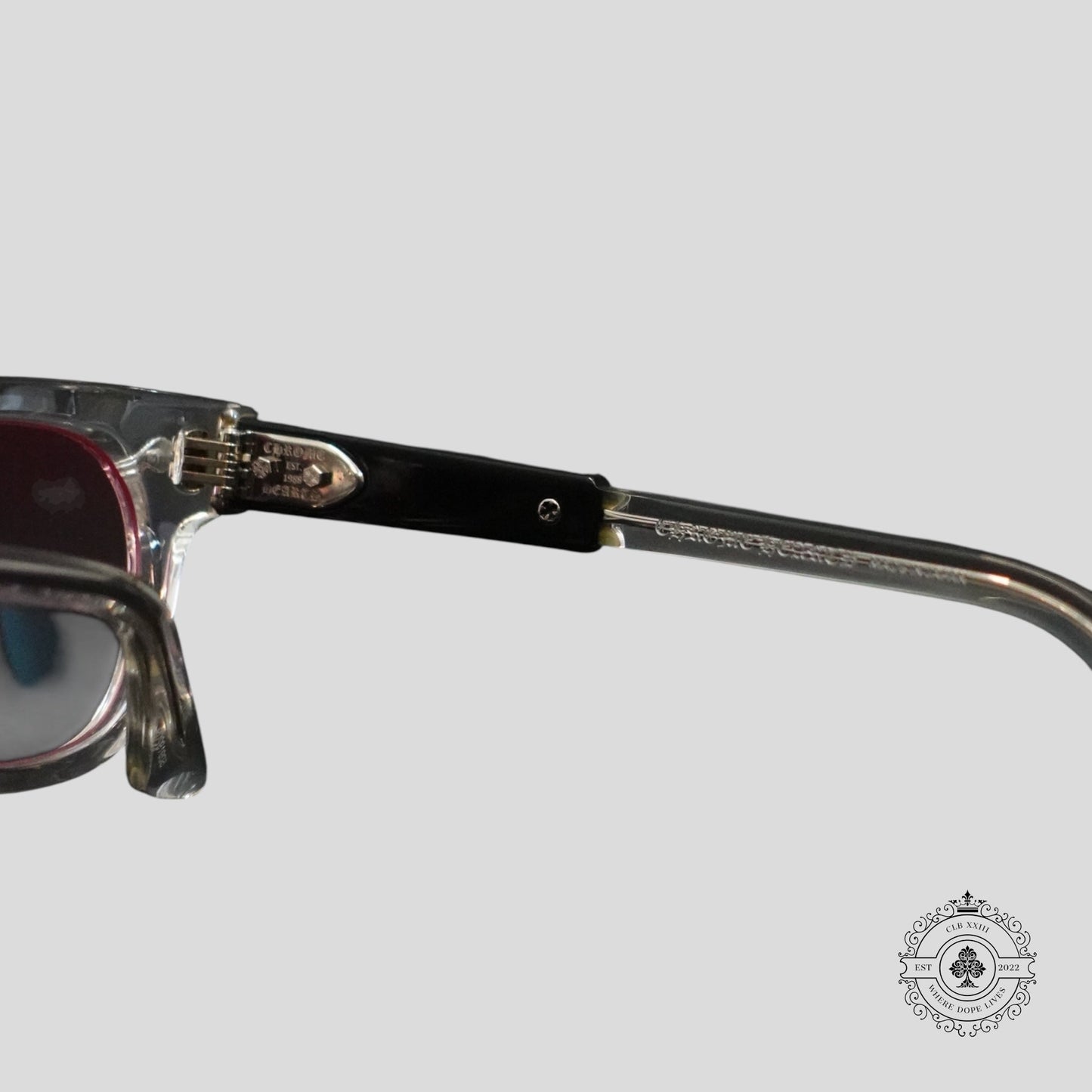 Chrome Hearts Jenna Tail Yea Glasses in Clear/Silver