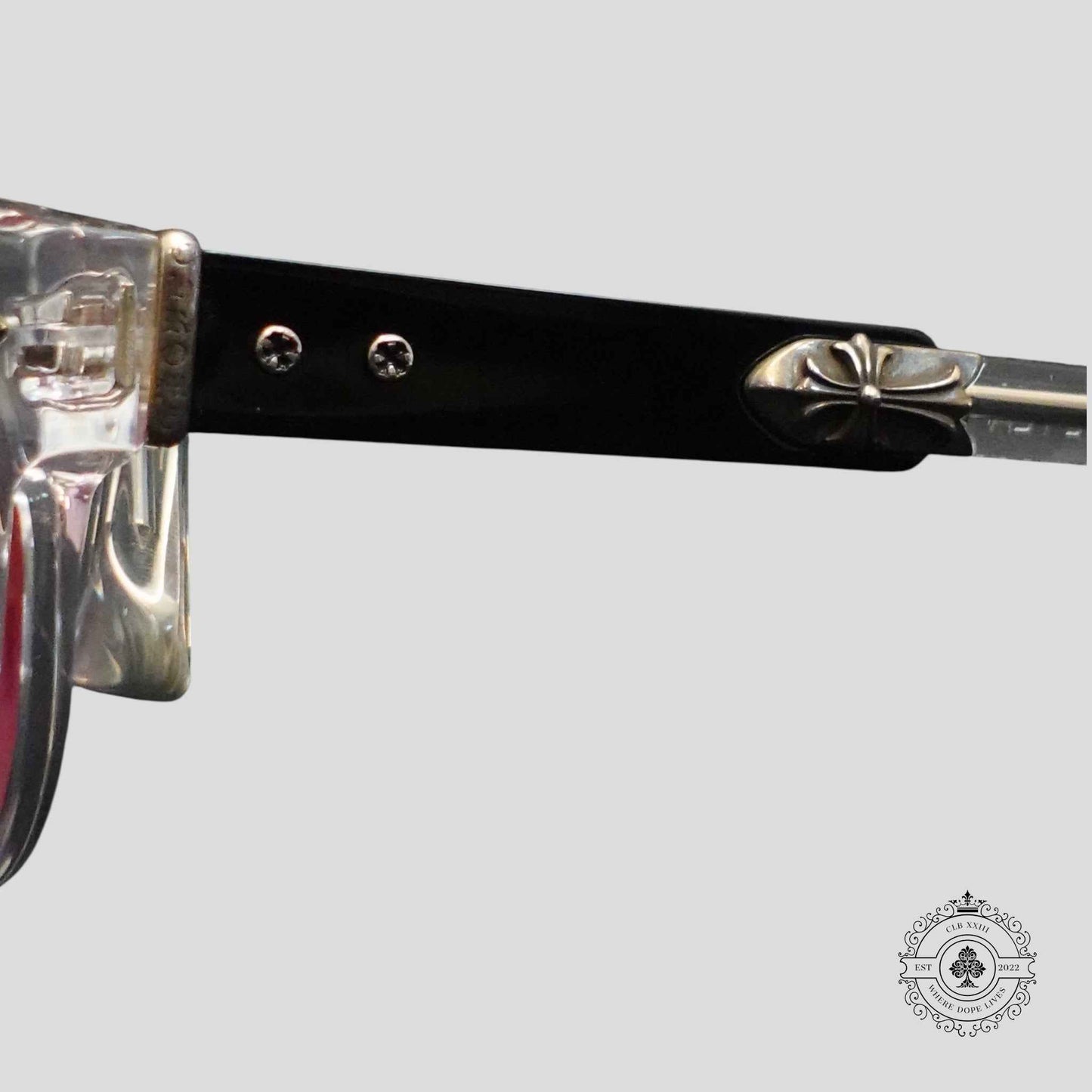 Chrome Hearts Jenna Tail Yea Glasses in Clear/Silver
