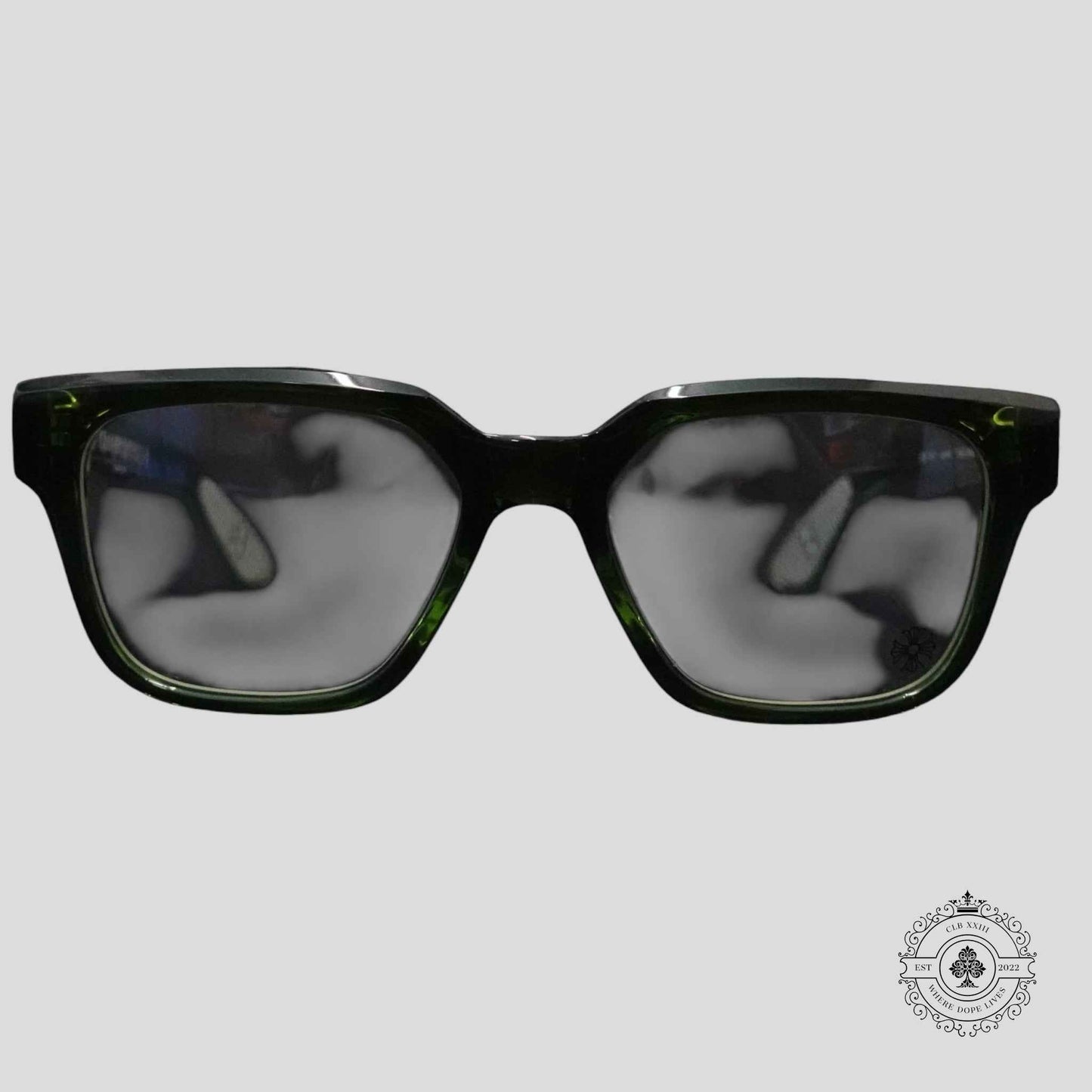Chrome Hearts Diamond Embellished Vagillionaire II Glasses in Green/Silver