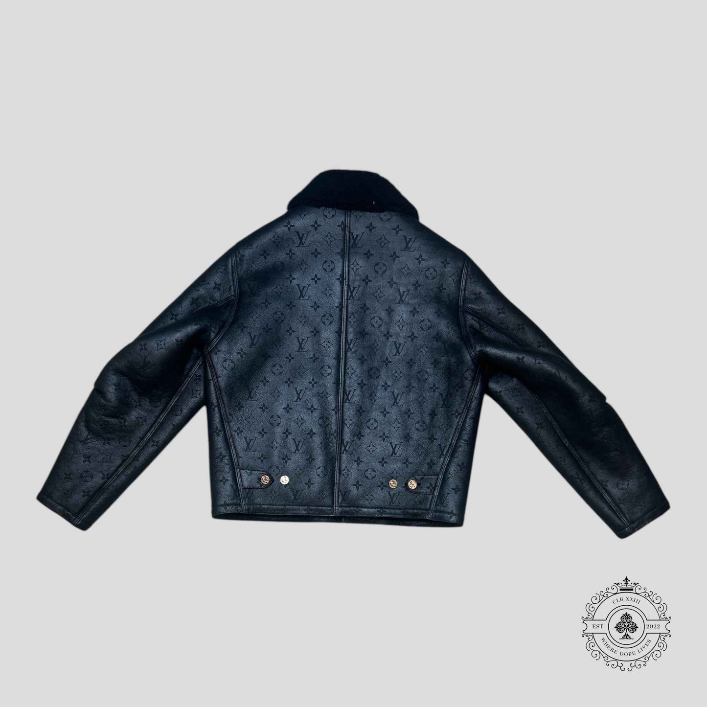 Louis Vuitton Shearling Embossed Monogram Jacket in Black