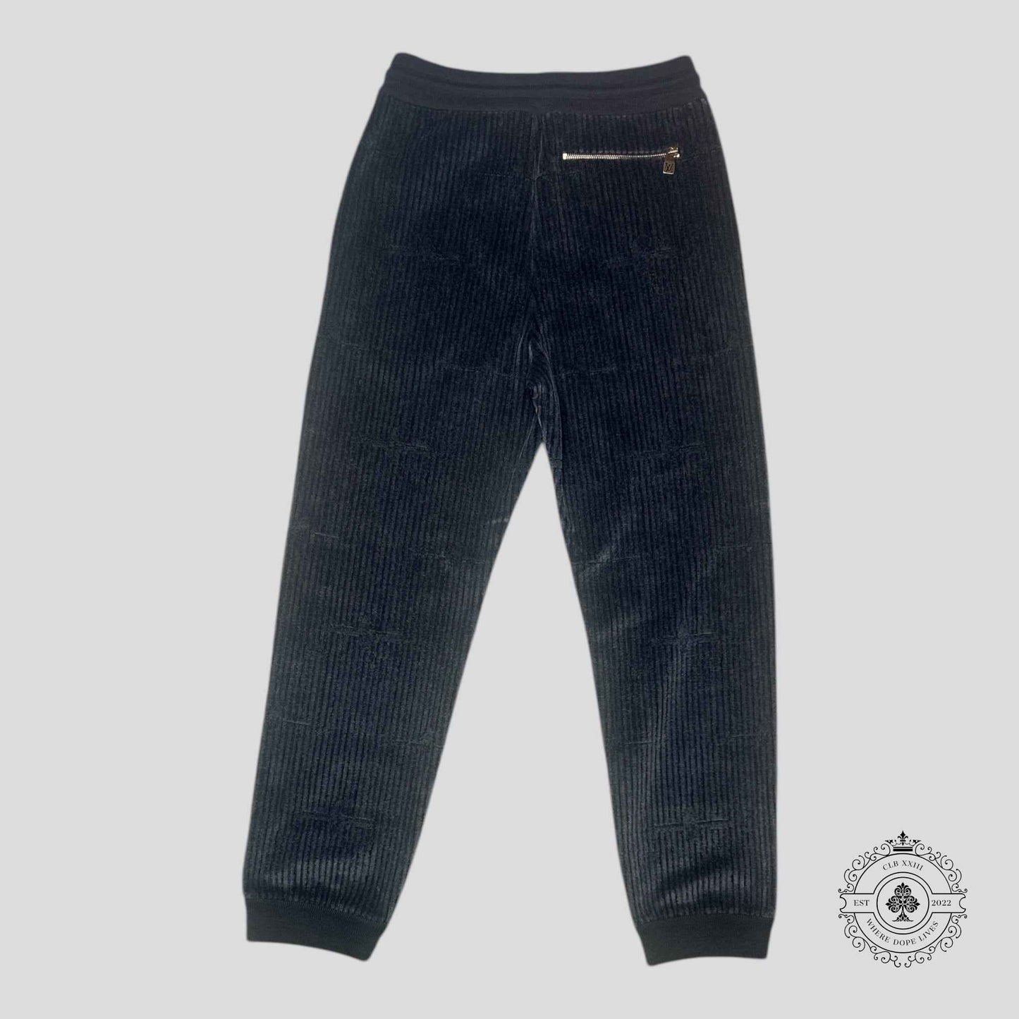 Louis Vuitton X Park Seo-Bo Velvet Trackpants in Dark Grey