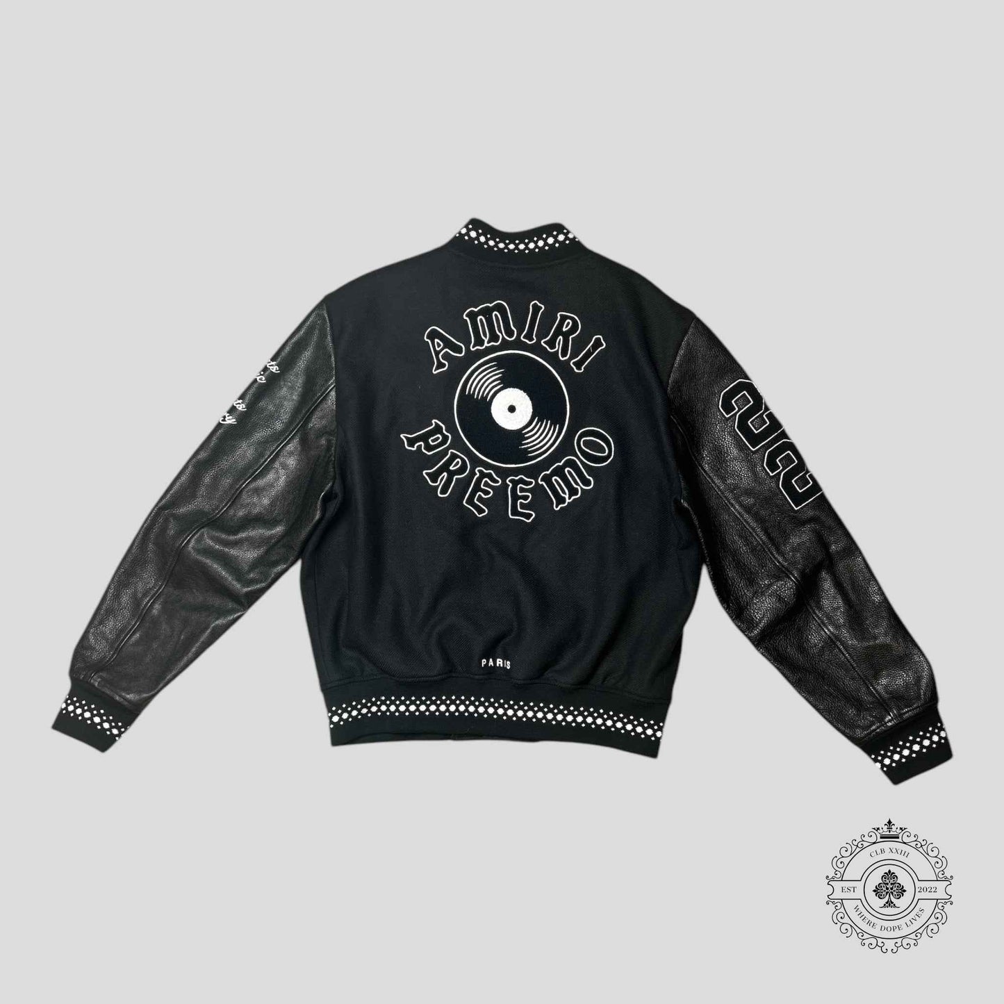 Amiri X DJ Premier Varsity Jacket in Black