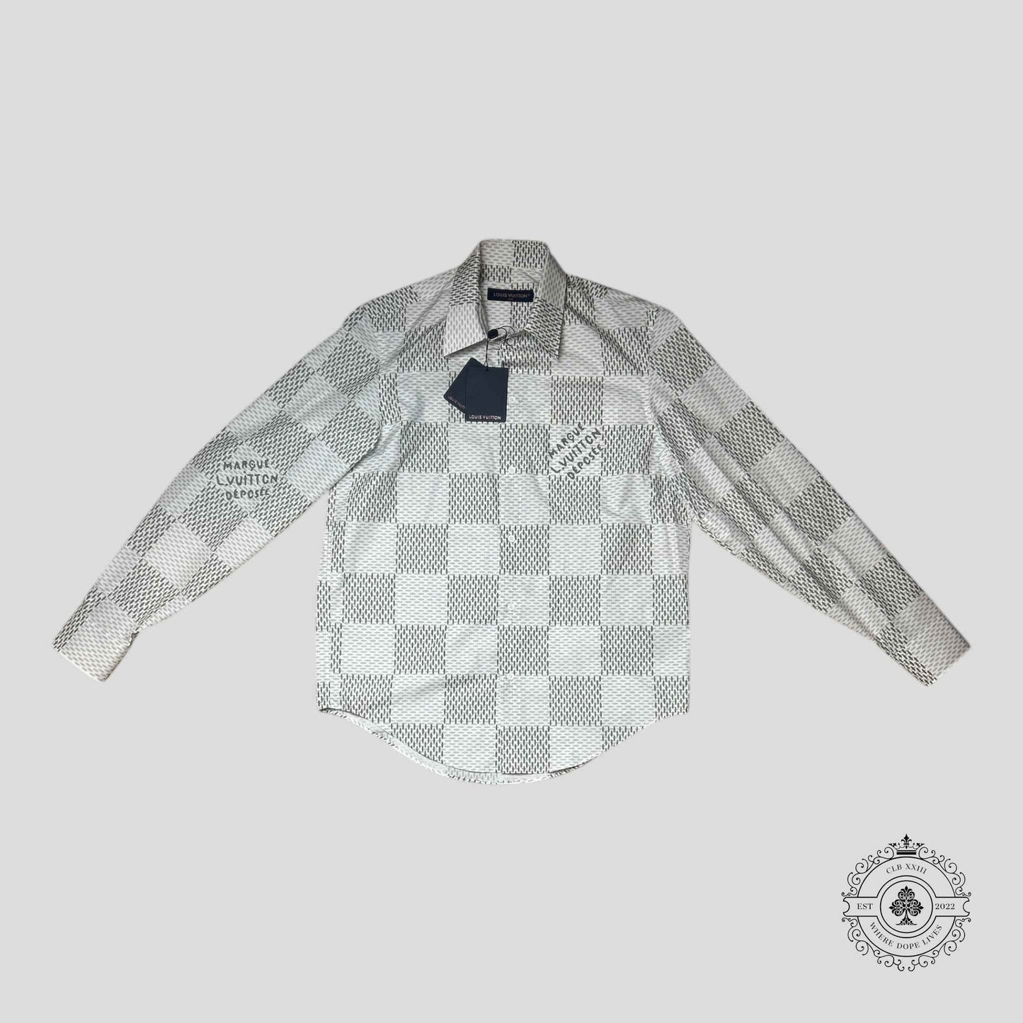 Louis Vuitton Damier Button Up Shirt in White/Grey