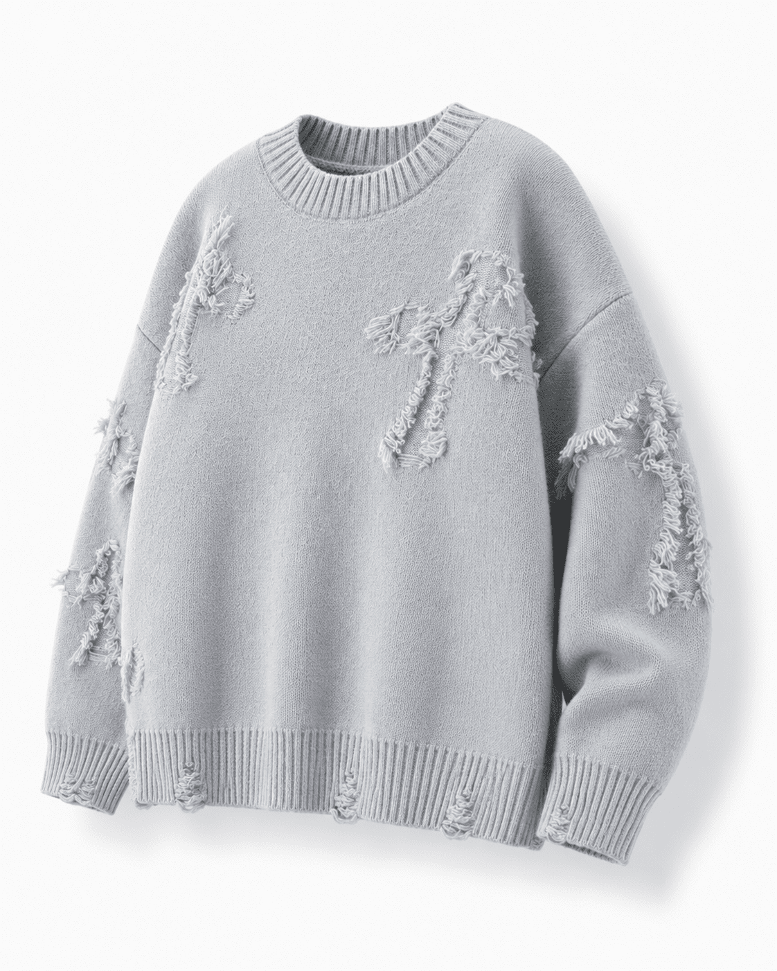 Ripped Y2K Two Shaded Cross Fringed Sweater