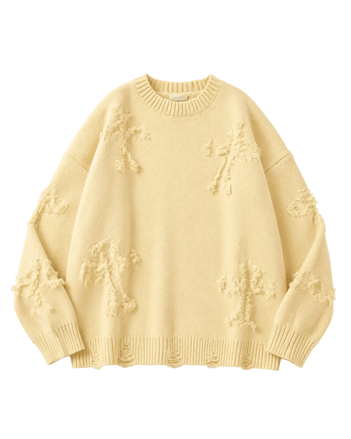 Ripped Y2K Two Shaded Cross Fringed Sweater