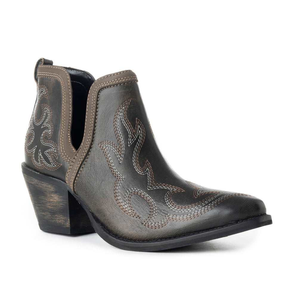Myra Emmie Faye Stitched Ankle Boots for Women – Western Mid-Heel, Pointed Toe Cowgirl Booties