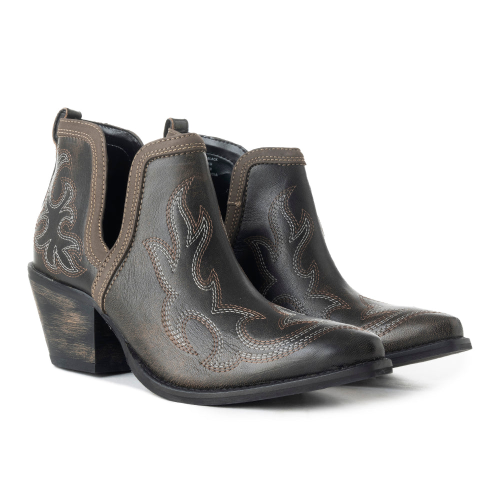 Myra Emmie Faye Stitched Ankle Boots for Women – Western Mid-Heel, Pointed Toe Cowgirl Booties
