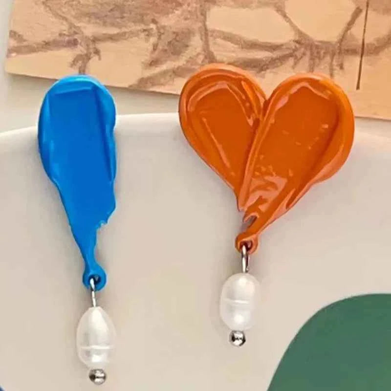 Colorful French Retro Pearl Drop Earrings