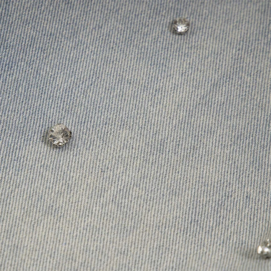 Rhinestone Denim Ripped Shorts