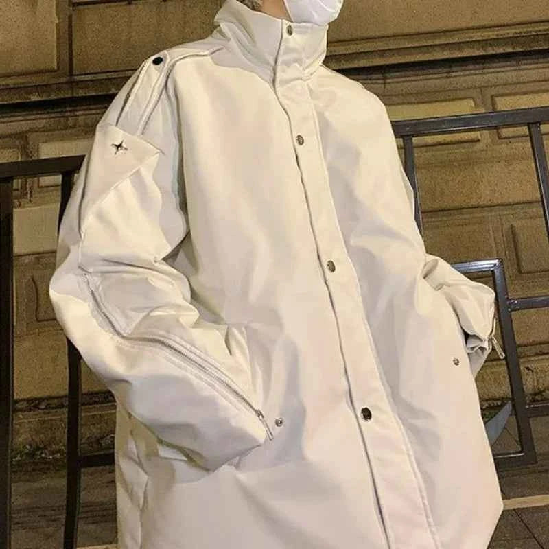 Thick Hip Hop Stand Collar Faux Leather Jacket