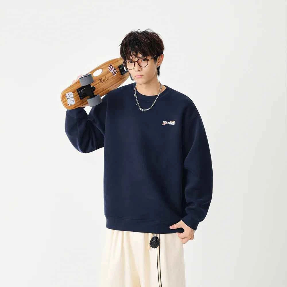 Comfortable Cozy Logo Print Crew Neck Sweatshirt