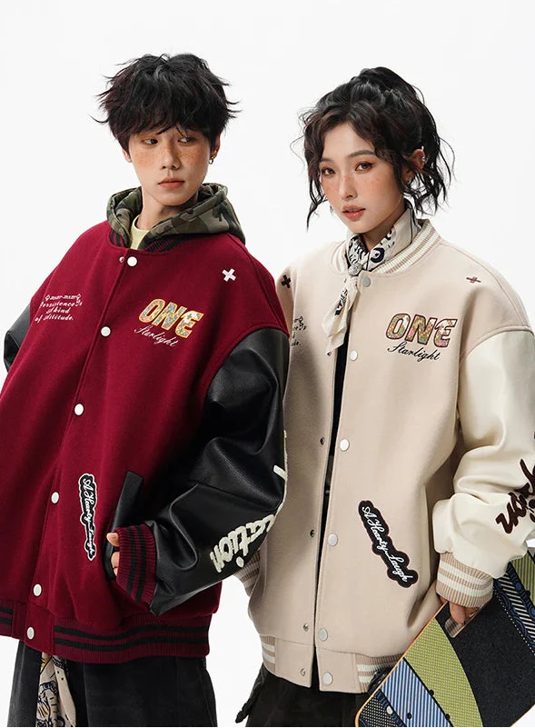 Casual Korean Style Loose Baseball Varsity Jacket - Luxuryurbanwear