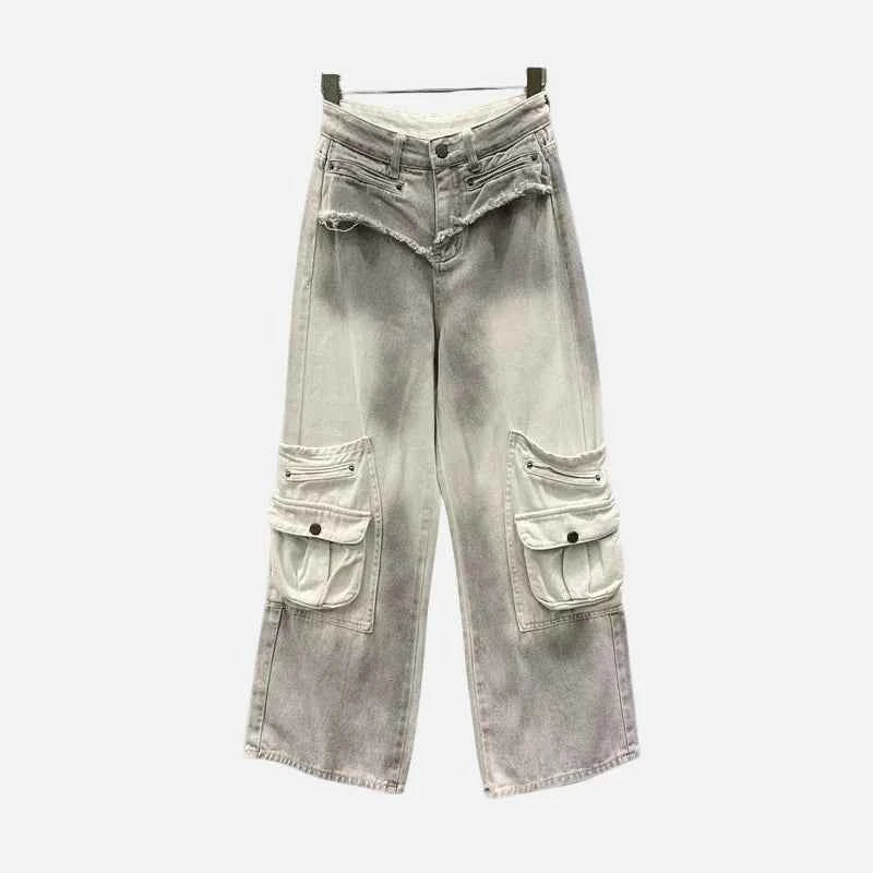 Y2K Retro Gradient Cargo Denim Jeans