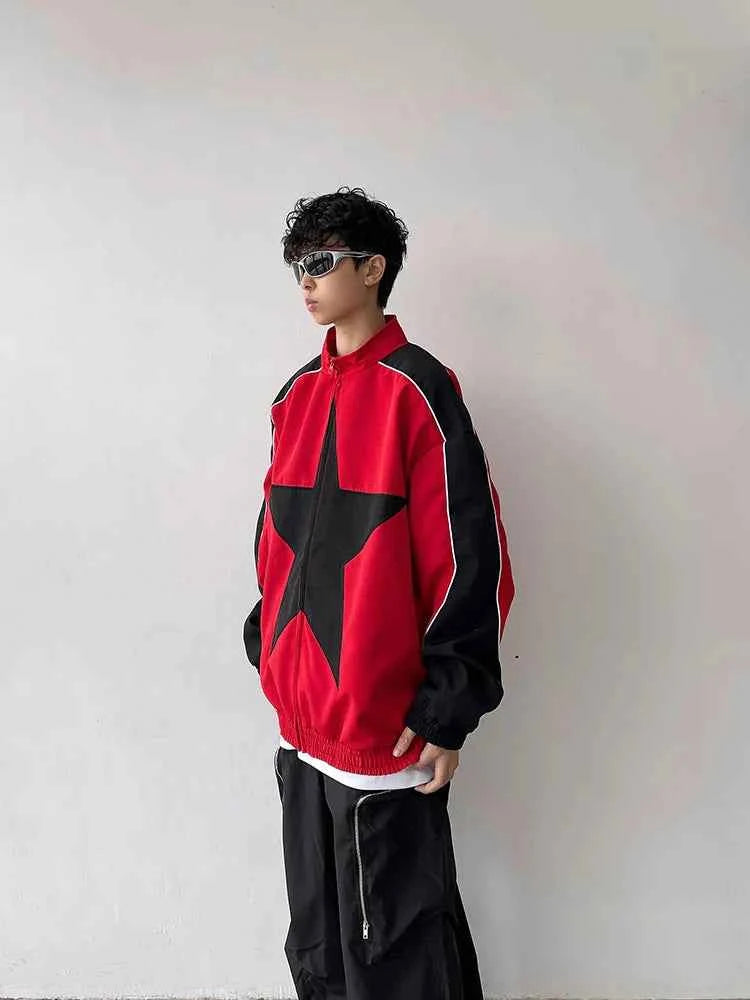 Retro Patchwork Star Varsity Jacket