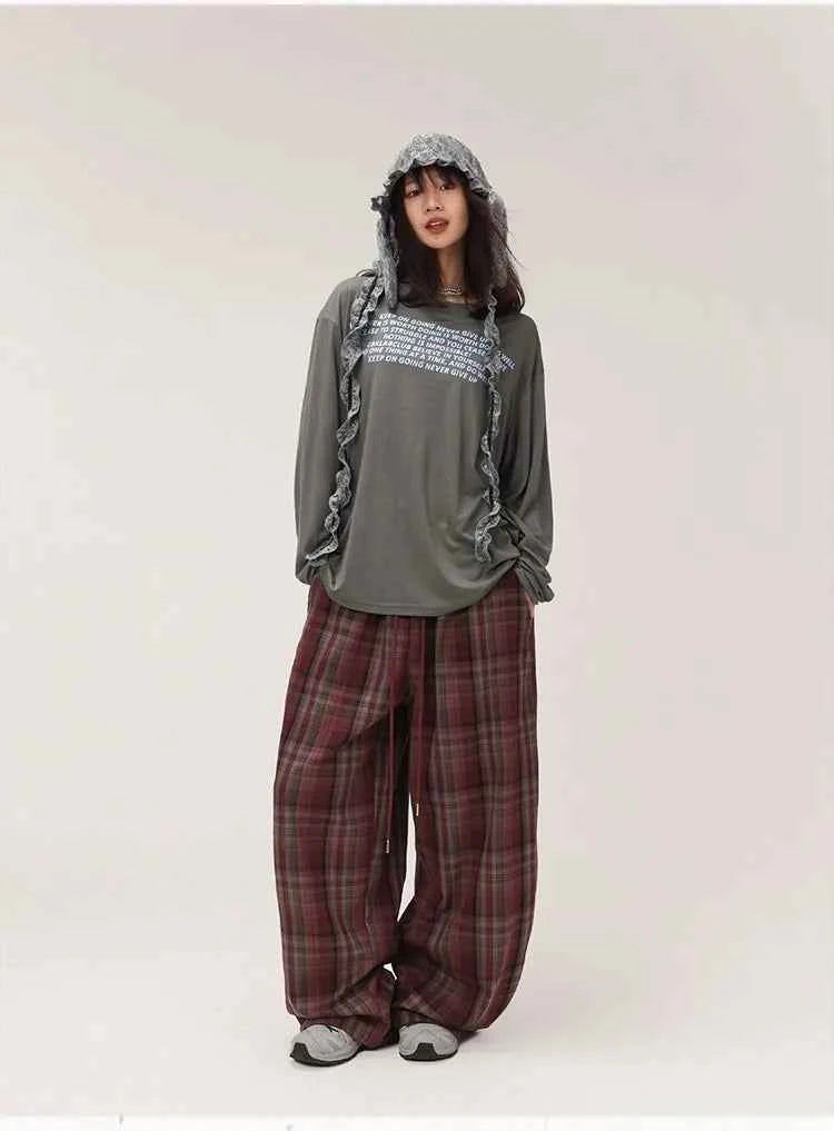 Vintage Red Checkered Work Pants
