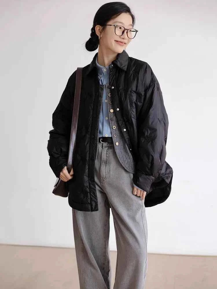 Retro Diamond Grid Lightweight Cotton Puffer Jacket