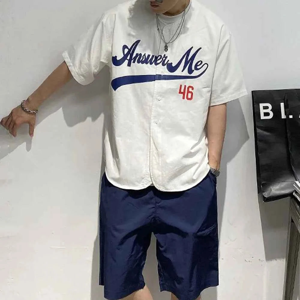 Retro American Style Letters Print Casual Shirt