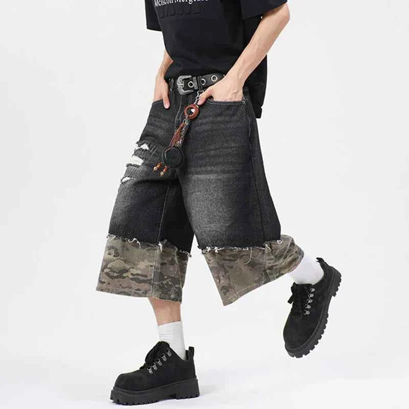 Trendy Camouflage Printed Loose Cropped Jorts