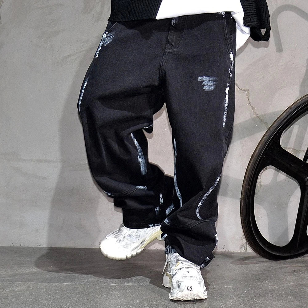 Ebony Black Splash Paint Style Pants