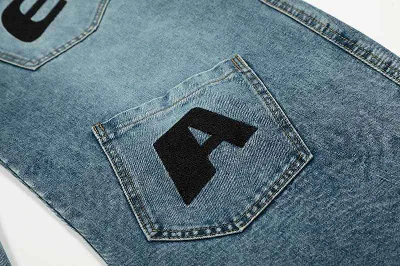 Irregular Patchwork Cargo Denim Wide Leg Jeans