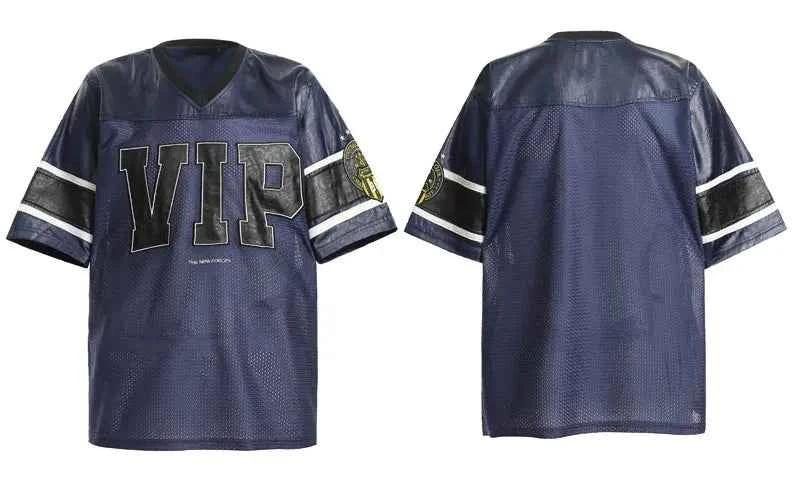 Mesh Embroidered Patchwork Jersey Polyester T-Shirt