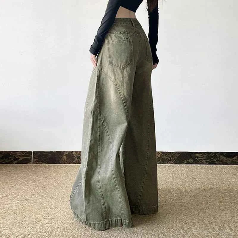 Women Cool Vintage High Waist Wide Leg Jeans