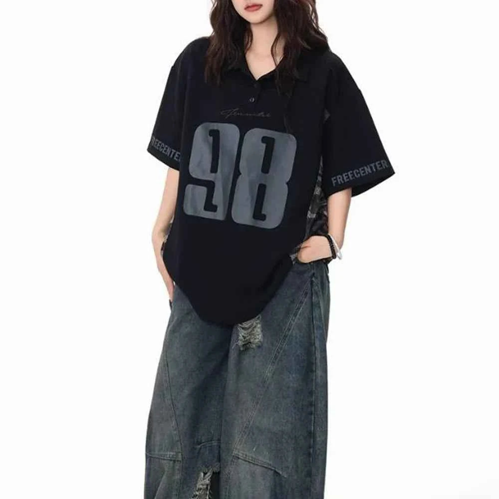 Retro Digital Loose Casual Short-Sleeved T-Shirt