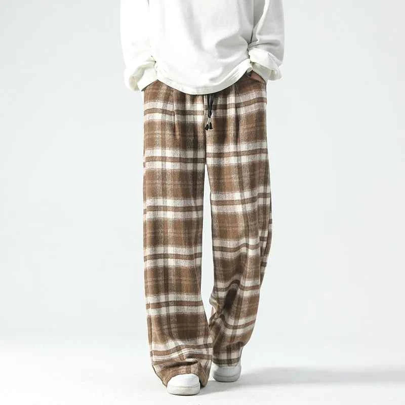 Autumn Fashionable Plaid Wide Leg Sweatpants