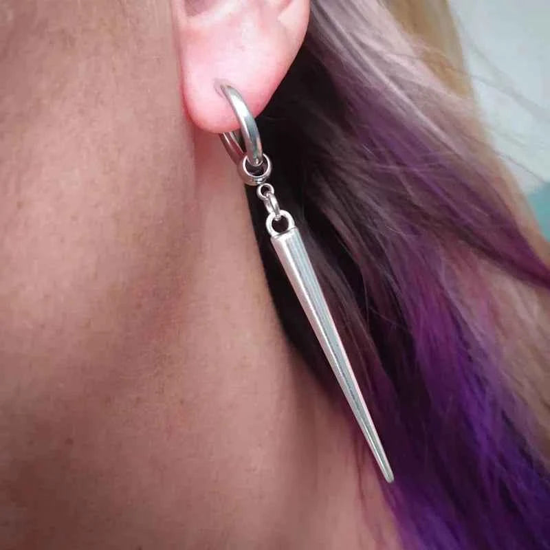 Metal Punk Cone Pendant Earrings