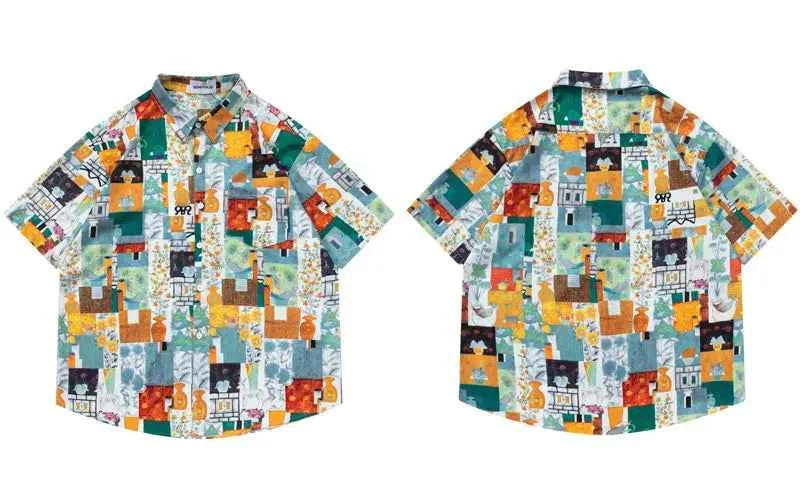 Y2K Retro Chic Graphic Print Beach Shirt