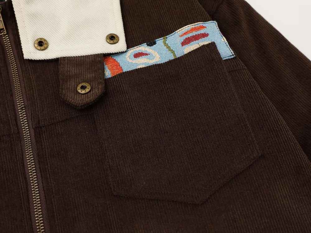 Elevated Y2K Embroidered Corduroy Cargo Jacket