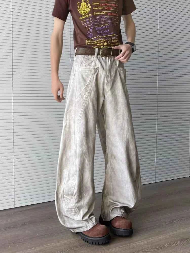 Straight & Sleek Washed White Baggy Jeans