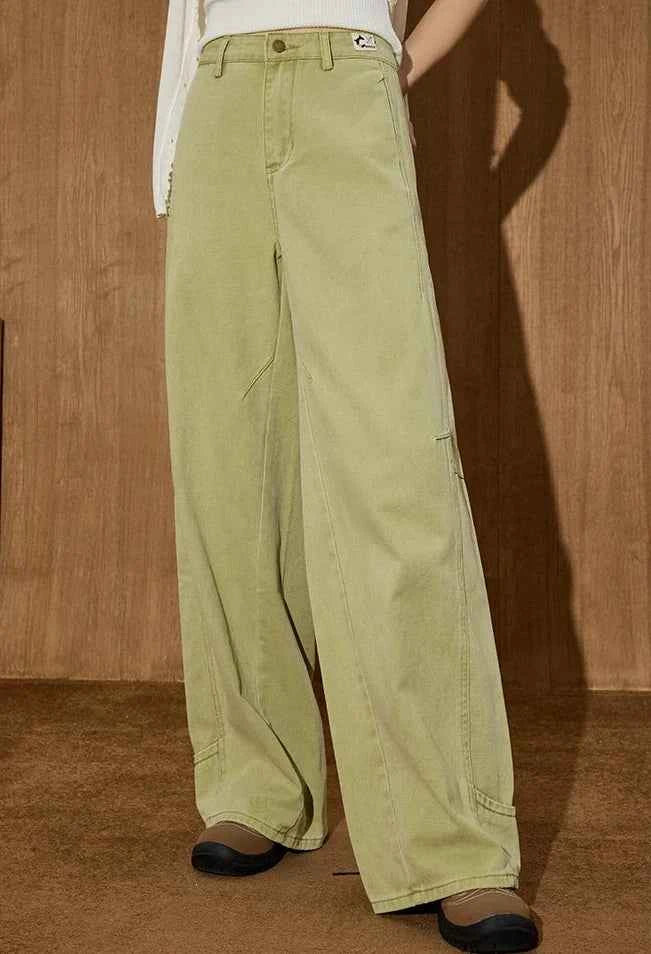 Green American High Waist Wide Leg Jeans