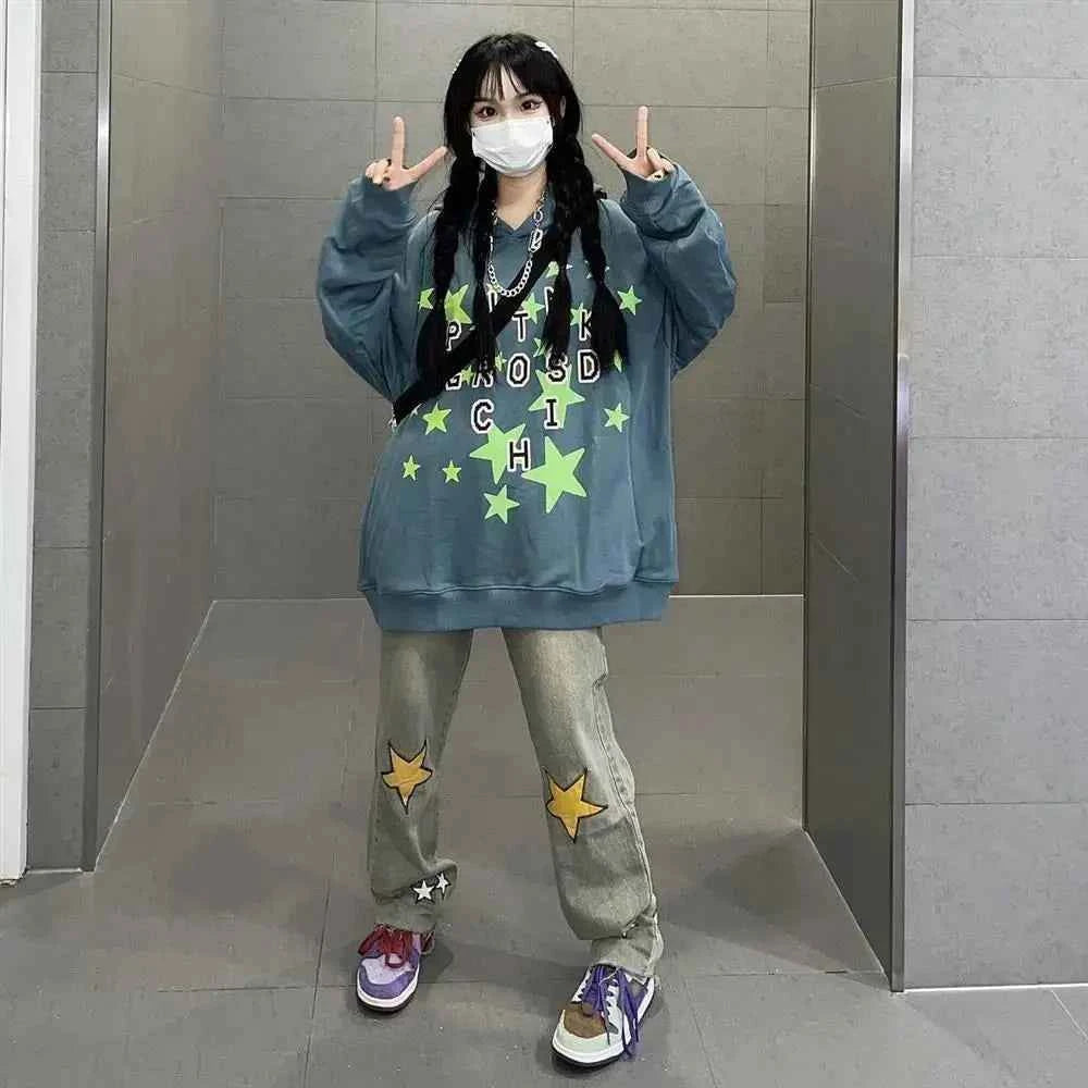 High Waist Vintage Star Hip Hop Jeans