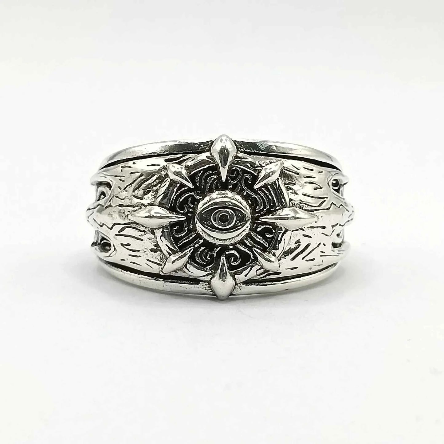 Retro Divine Hip Hop Eye Open Silver Ring