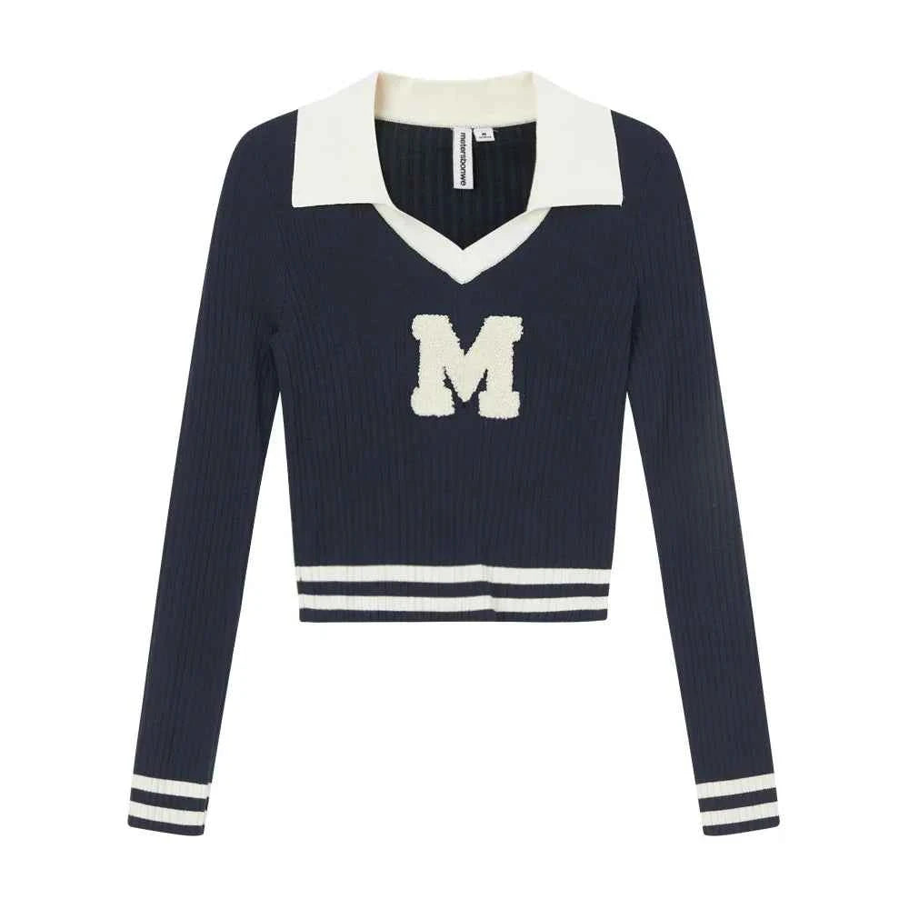 Color Clash Stripe V-Neck Sweater