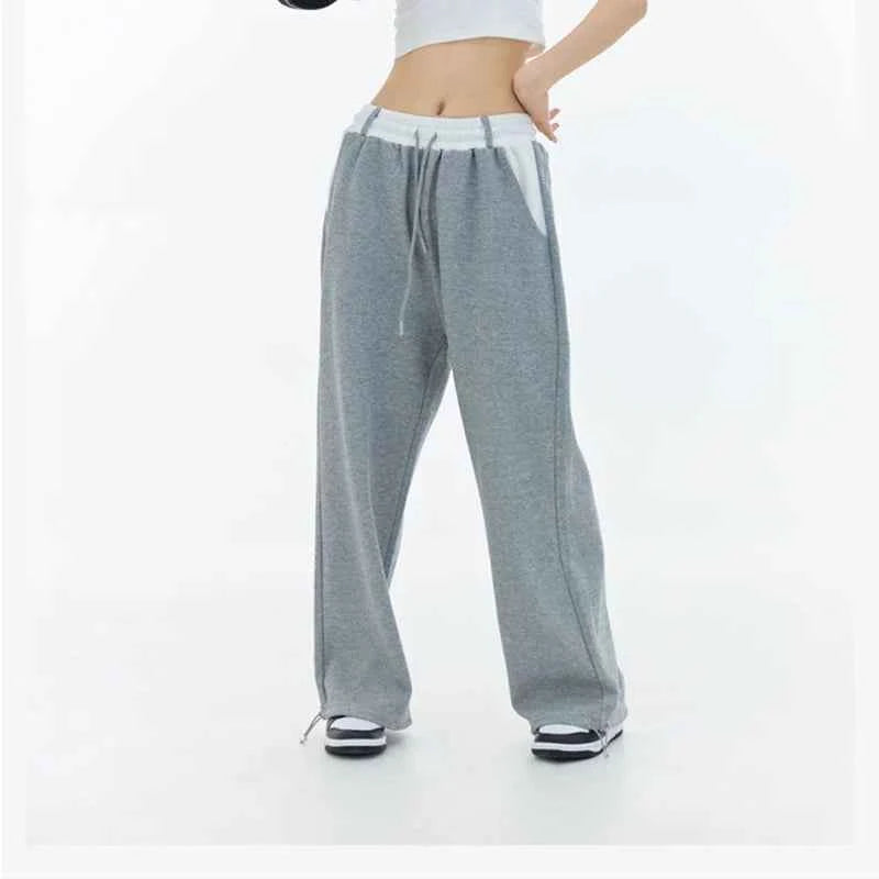 High Waist Patchwork Wide Leg Pants