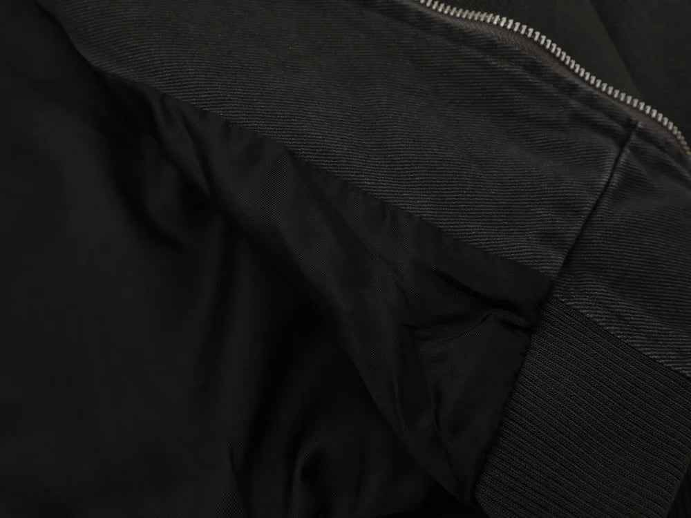 Plush Letter Embroidery Zipper Fly Cargo Puffer Jacket