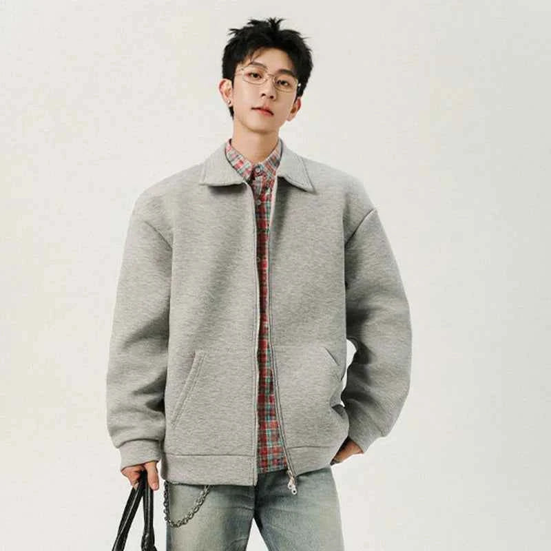 Men Solid Color Korean Style Casual Jacket