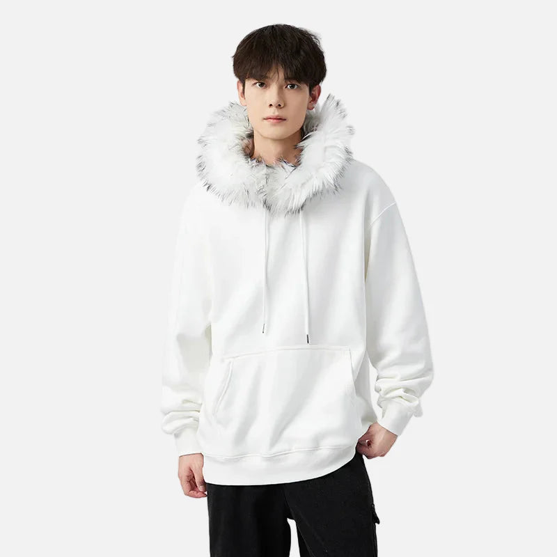American Heavyweight Fleece Lined Fur Hoodie - Luxuryurbanwear