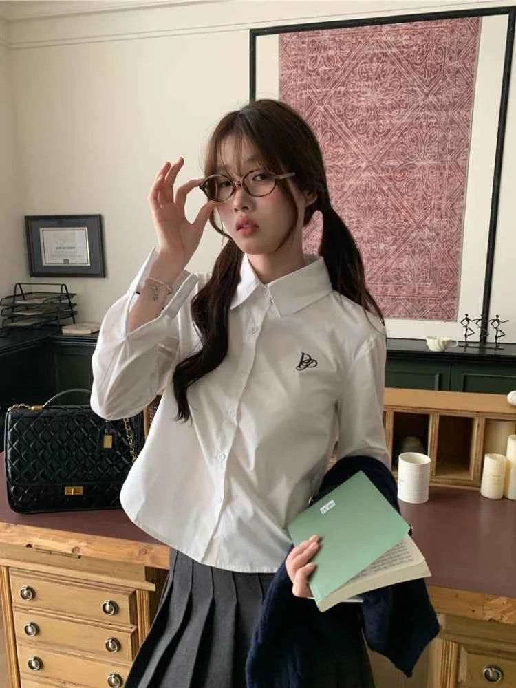 Preppy Embroidered Chill Fit Blouse Shirt