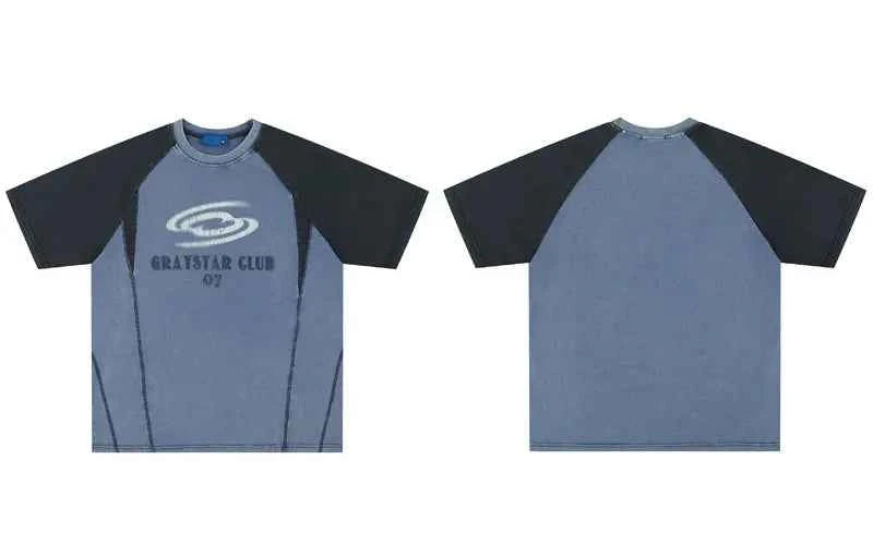 Y2K Graphic Patchwork Racing Oversized Cotton T-Shirt