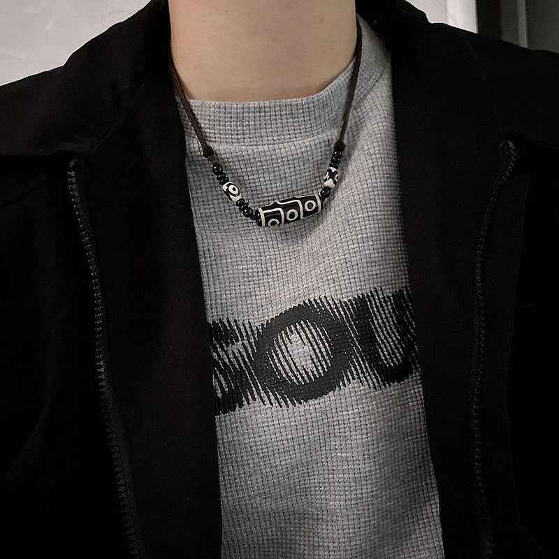 Adjustable Tibetan Onyx 3 Eyes Dzi Necklace