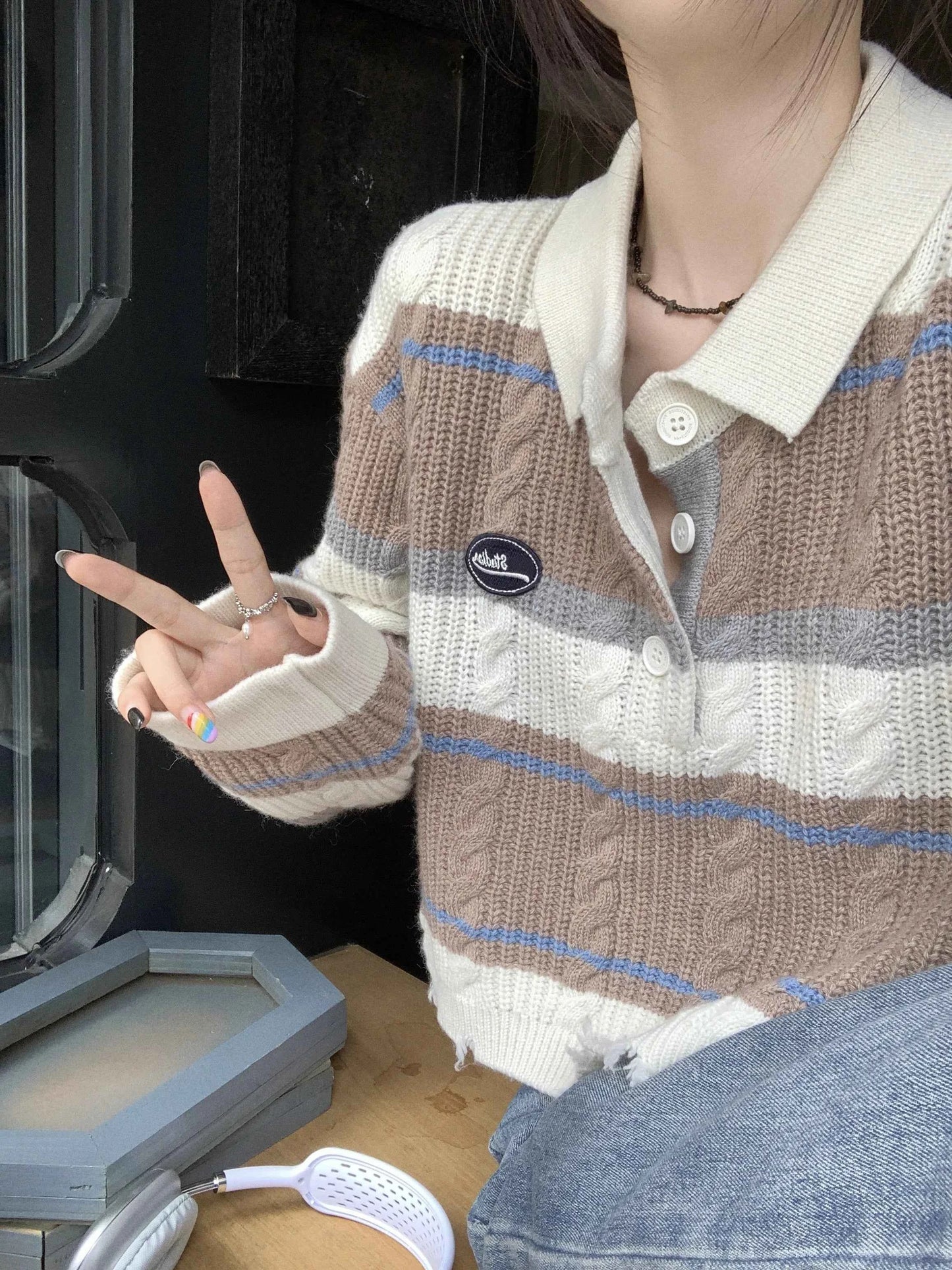 Vintage Loose Knitted Stripe Pullover Sweater