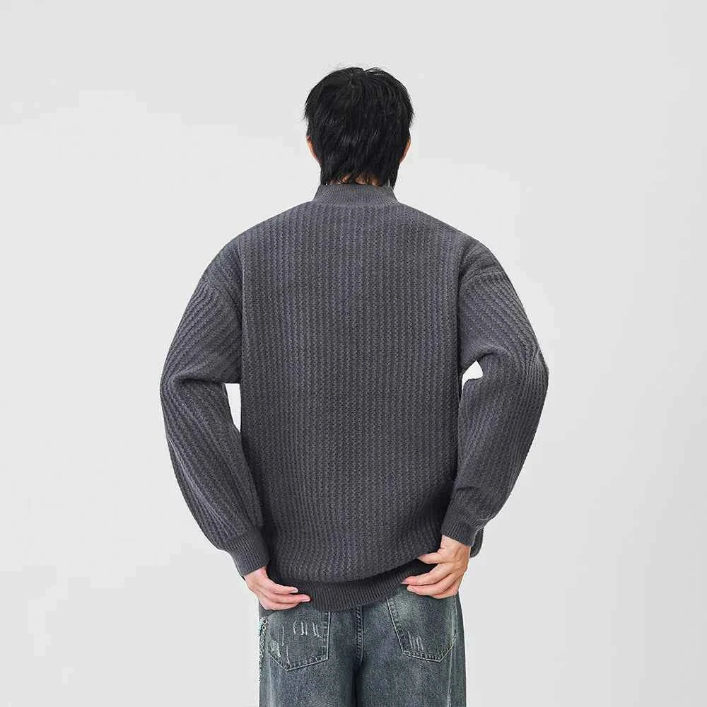 Cozy Mock Neck Waffle Knit Jumper Sweater