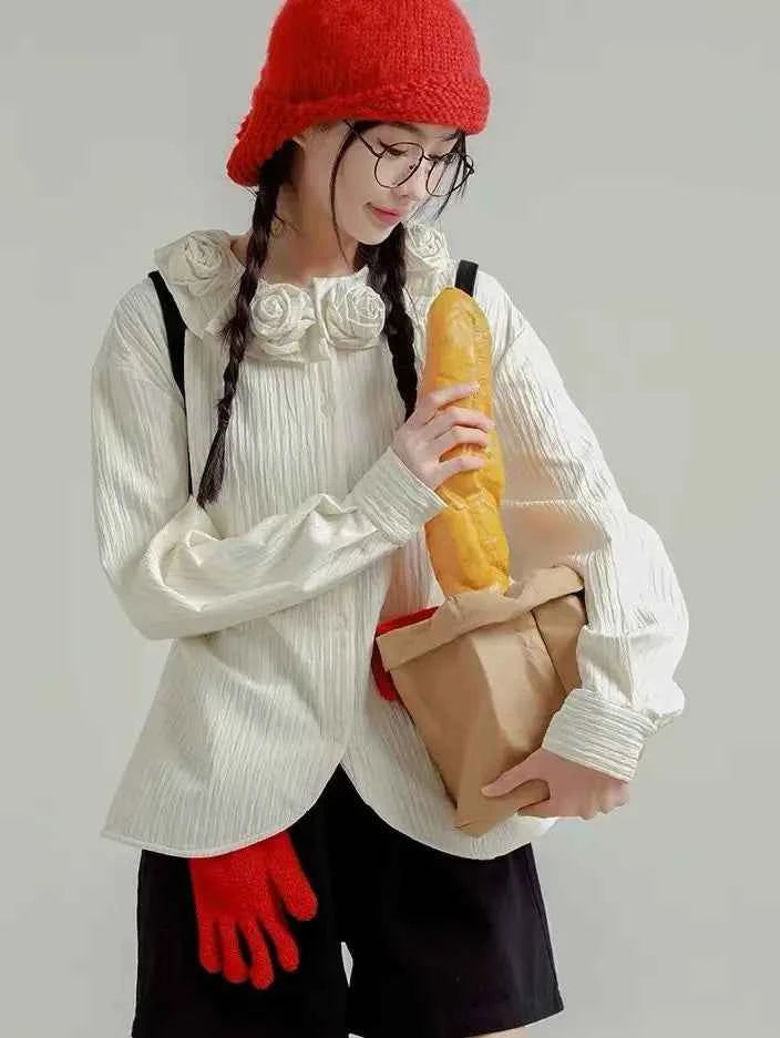Chic 3D Flowers Spring Autumn Cardigan