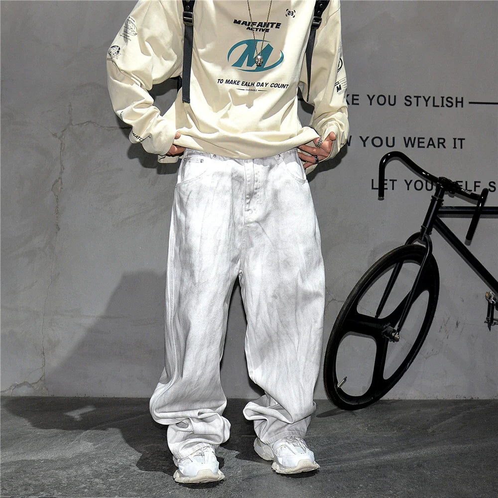 Distressed Dirty White Baggy Pants