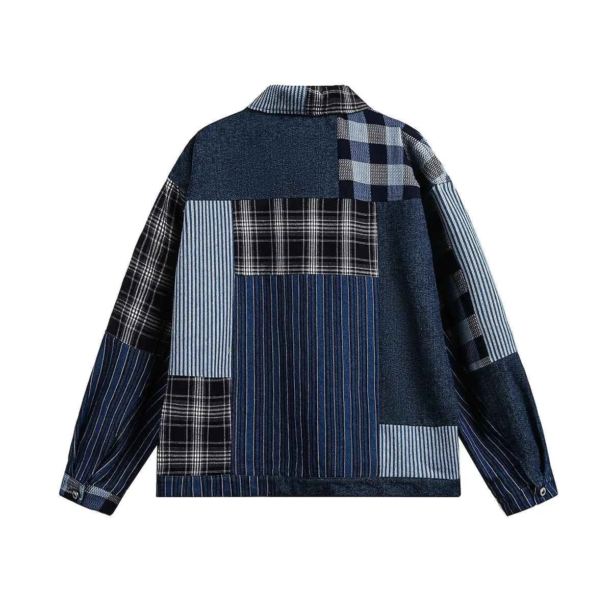 Versatile Retro Blue Casual Patchwork Denim Jacket