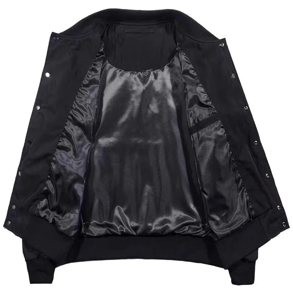 Devil Skull Button-Up Bomber Jacket